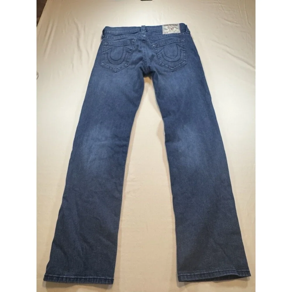 True Religion Ricky Straight Jeans Mens 31 Medium Wash Stretch Denim